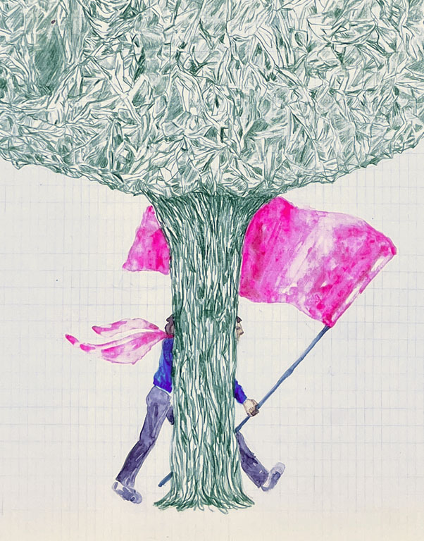 Coordenadas 8 (detalle) / Coordinates 8 (detail).  
Lápiz y acuarela sobre papel antiguo/ Pencil and watercolor on old paper. 56x44 cm. 2025