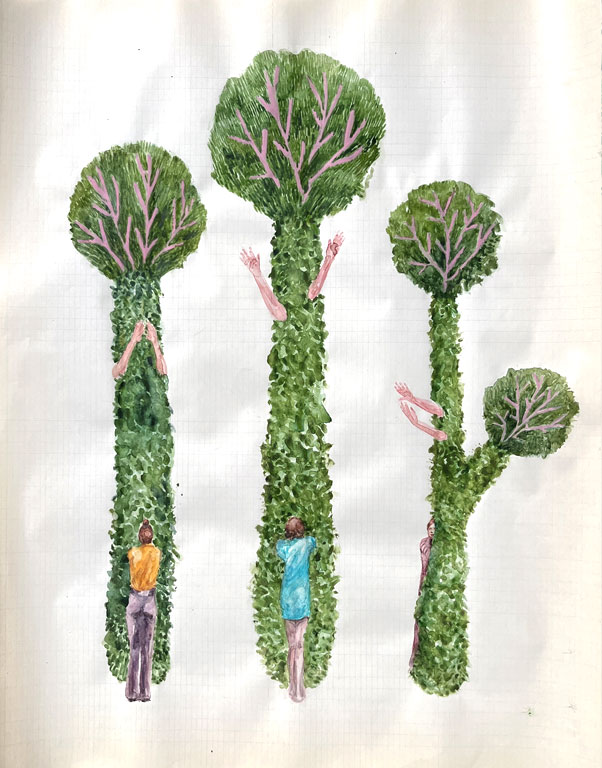 Coordenadas 9 / Coordinates 9.  
Lápiz y acuarela sobre papel antiguo/ Pencil and watercolor on old paper. 56x44 cm. 2025