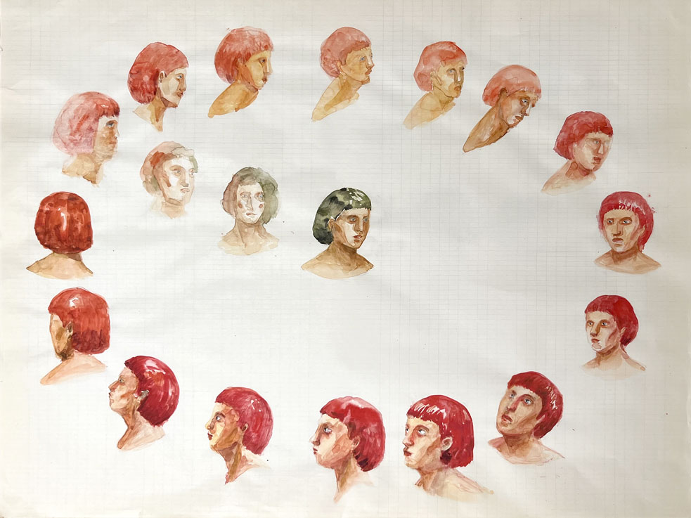 Color frontera / Frontier color.  
Lápiz y acuarela sobre papel antiguo/ Pencil and watercolor on old paper. 44x56 cm.