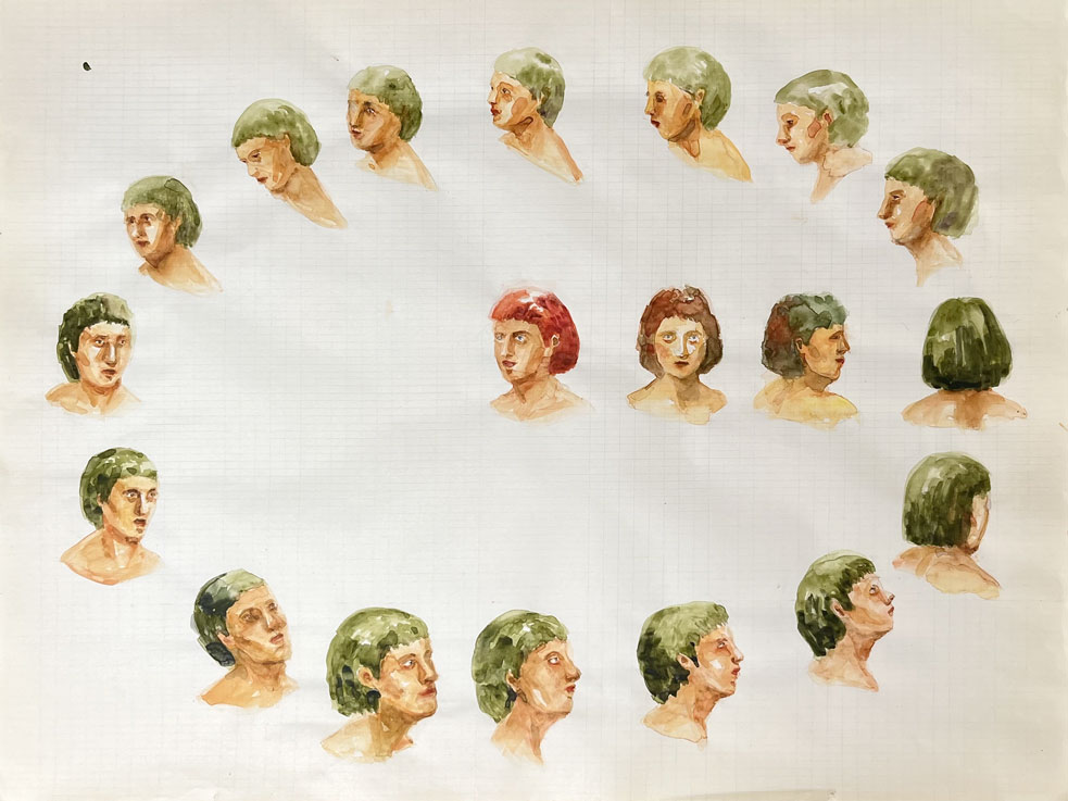 Color frontera / Frontier color.  
Lápiz y acuarela sobre papel antiguo/ Pencil and watercolor on old paper. 44x56 cm.