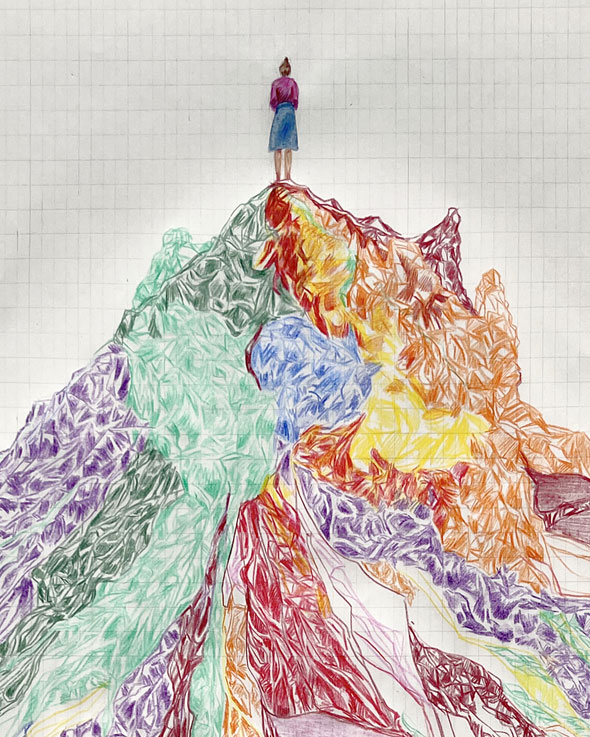 Coordenadas 5 (detalle) / Coordinates 5 (detail).  
Lápiz y acuarela sobre papel antiguo/ Pencil and watercolor on old paper. 56x44 cm.