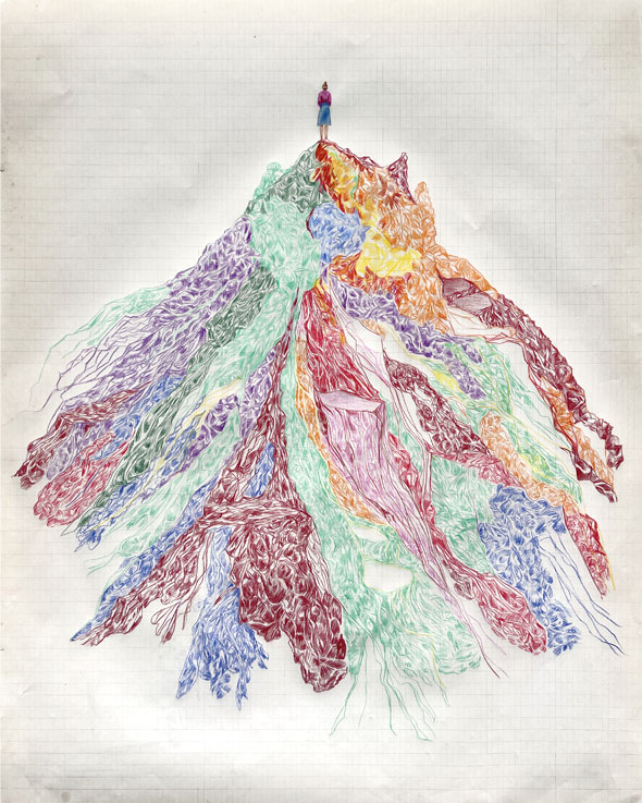 Coordenadas 5 / Coordinates 5.  
Lápiz y acuarela sobre papel antiguo/ Pencil and watercolor on old paper. 56x44 cm. 2022