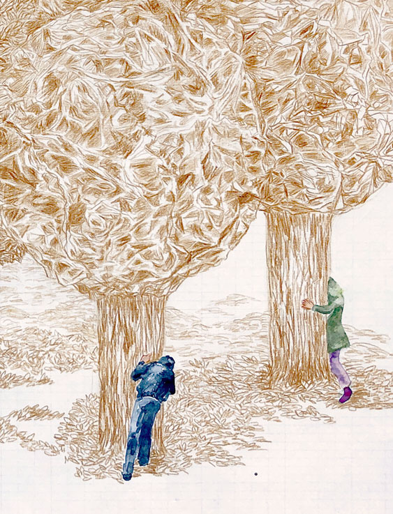 Coordenadas 3 (detalle) / Coordinates 3 (detail).  
Lápiz y acuarela sobre papel antiguo/ Pencil and watercolor on old paper. 44x56 cm.