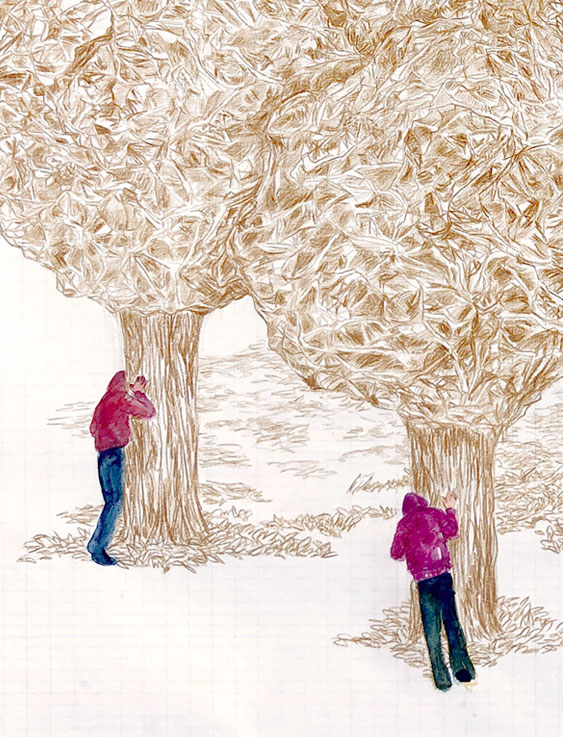 Coordenadas 3 (detalle) / Coordinates 3 (detail).  
Lápiz y acuarela sobre papel antiguo/ Pencil and watercolor on old paper. 44x56 cm.