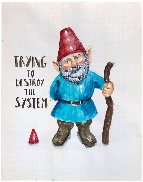 <p><span style="color: #808080; font-size: 8pt;">Trying to destroy the system. 56x44 cm. 2021