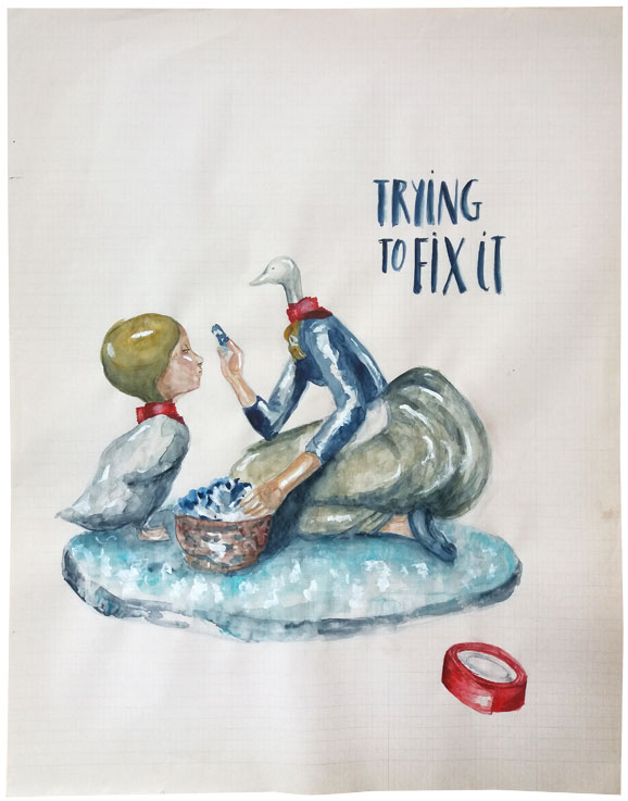 <p><span style="color: #808080; font-size: 8pt;">Trying to fix it. 56x44 cm. 2021